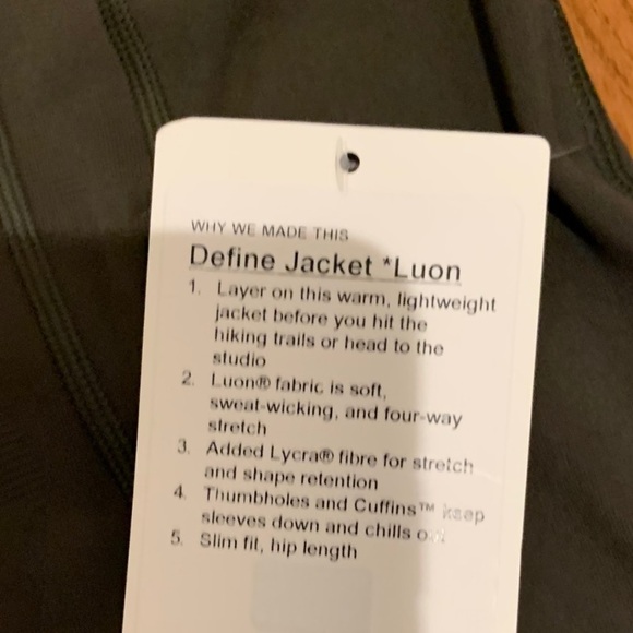 🫒LULULEMON DEFINE JACKET *LUON-DARK OLIVE-6/8/10🫒 - Picture 14 of 15